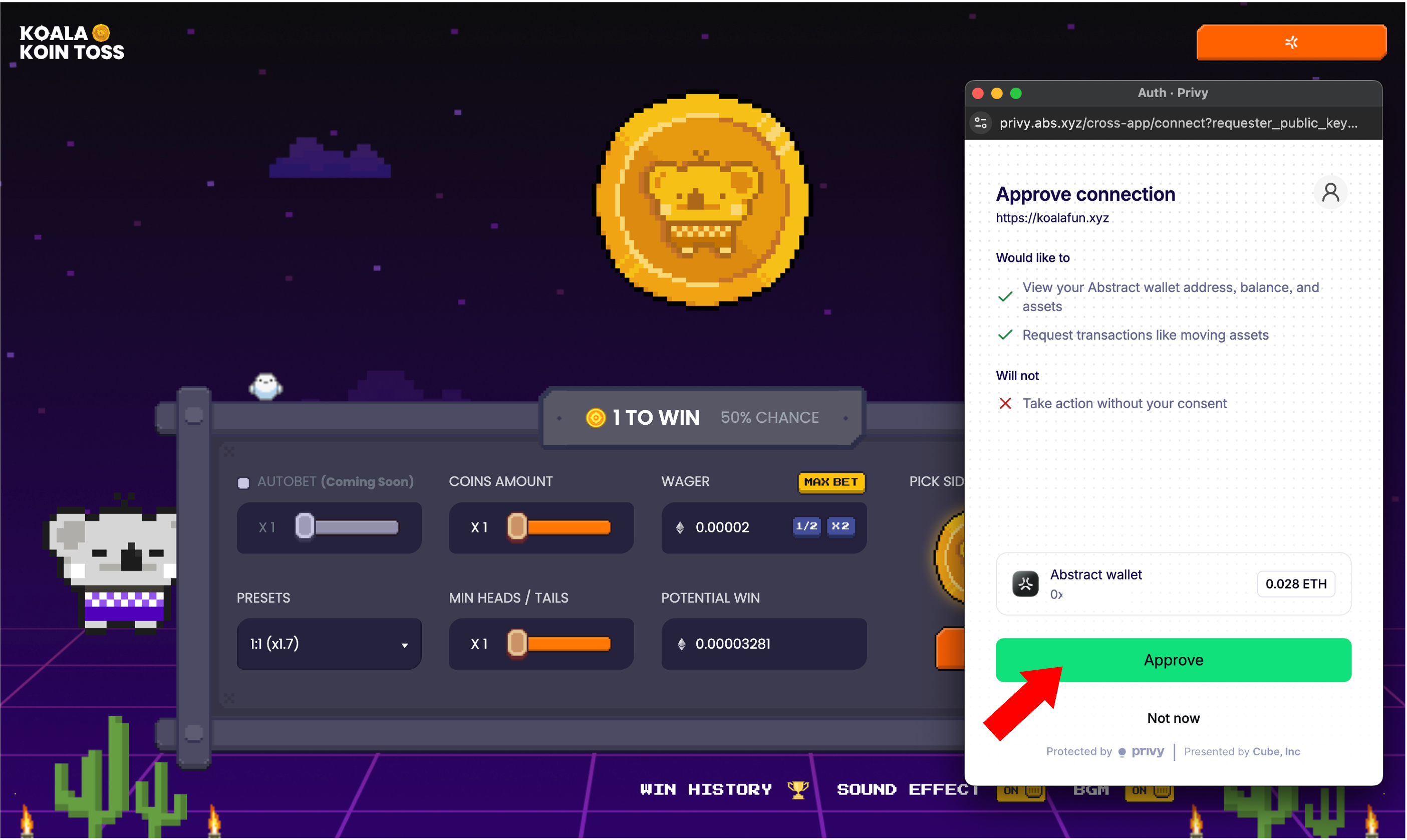Koala Koin Toss Gameplay Step 2